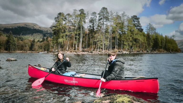 A canoe on the water of the Great Glen Way