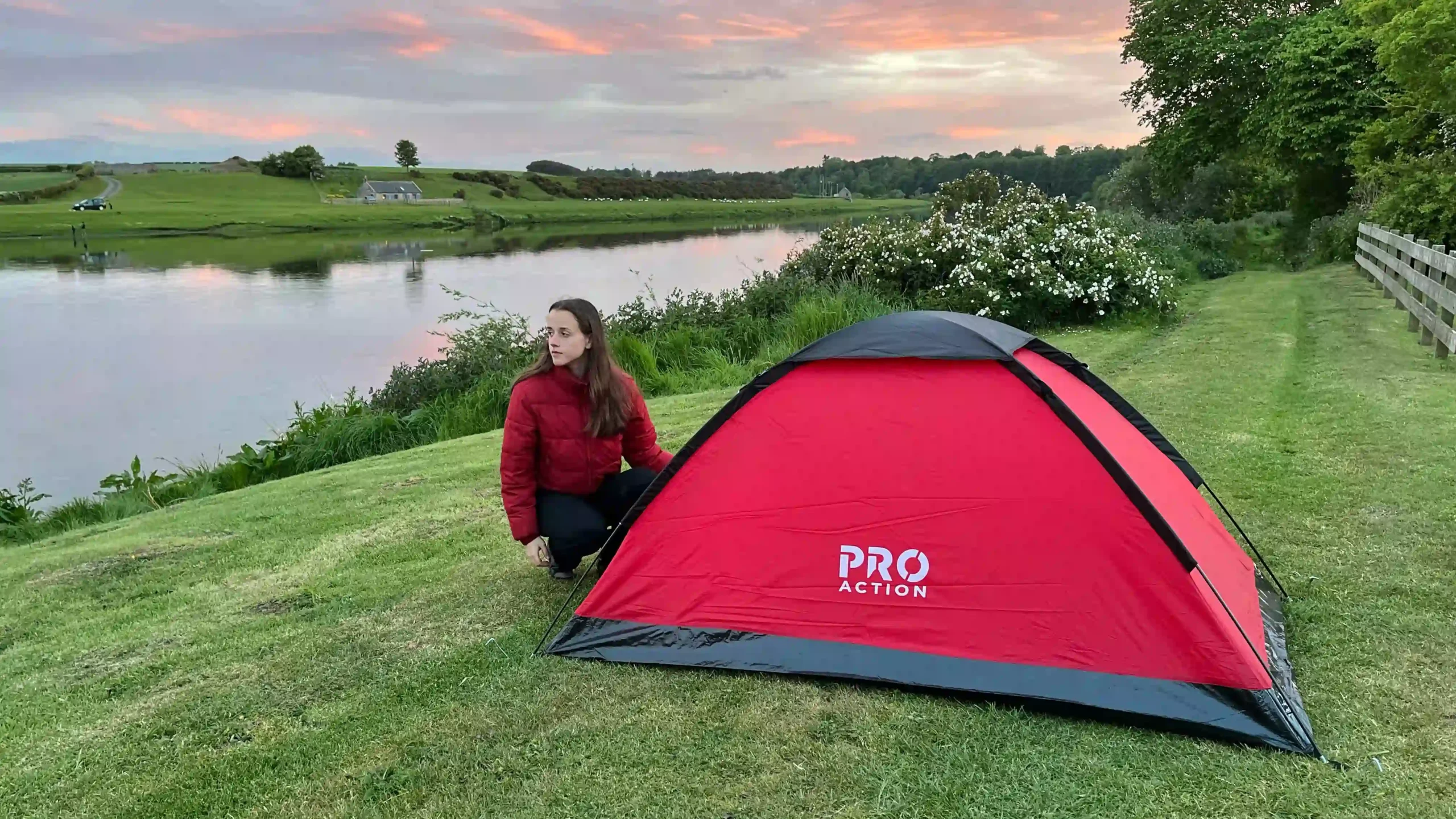 A sunset camp by the River Tweed