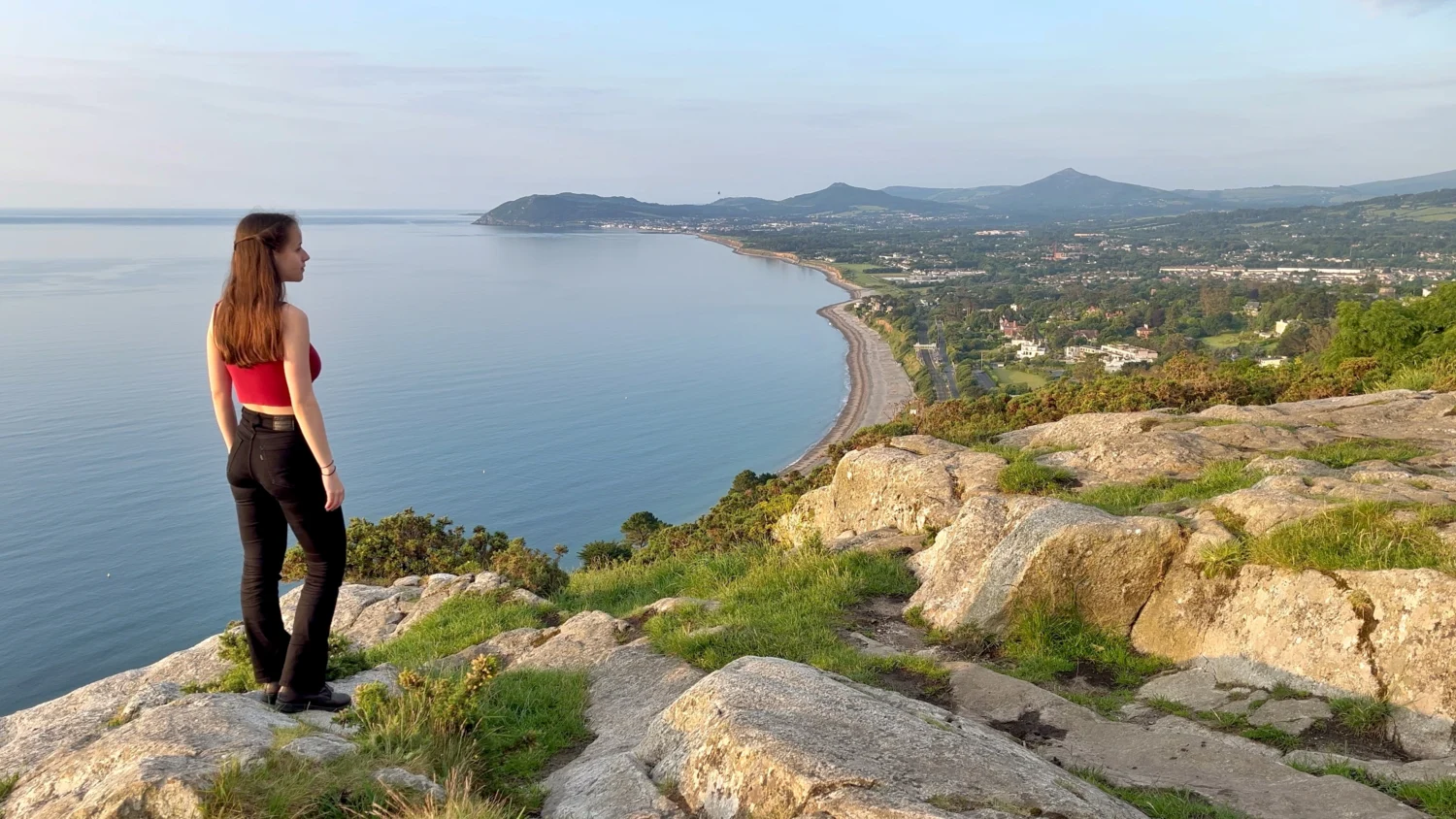 Ever Prel looking out over Dublin Bay from the cliffs at Killiney Hill