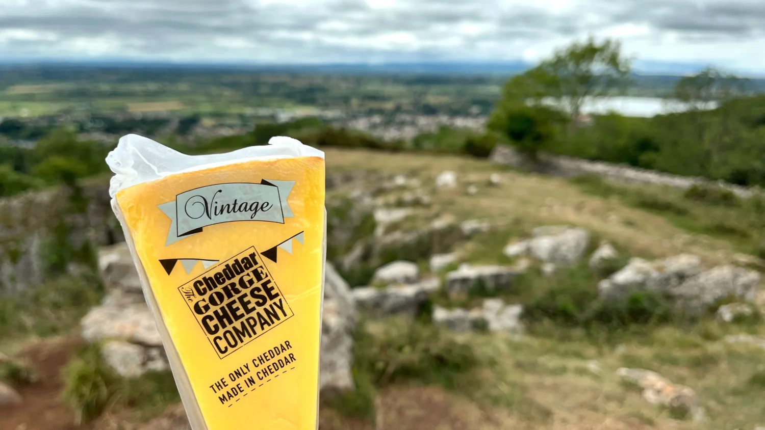 Vintage cheddar on the counter at the Cheddar Gorge Cheese Company