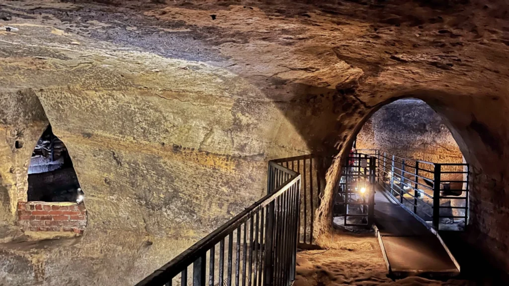 Underground caves beneath Nottingham explored during the City of Caves tour