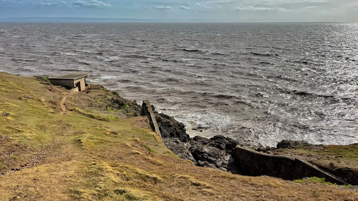 Brean Down Fort ruins with sea views along the Somerset coast