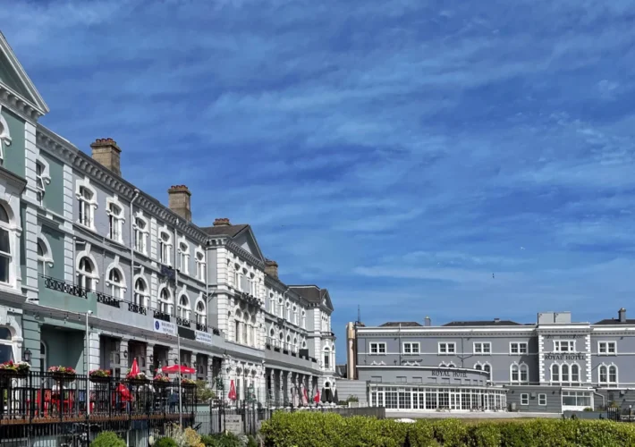 Row of Victorian seafront buildings along Weston-super-Mare's promenade, including the Royal Hotel