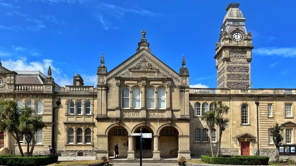 Italianate Town Hall building with clock tower in Weston-super-Mare