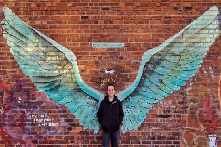 The Liver Bird wings mural in the Baltic Triangle